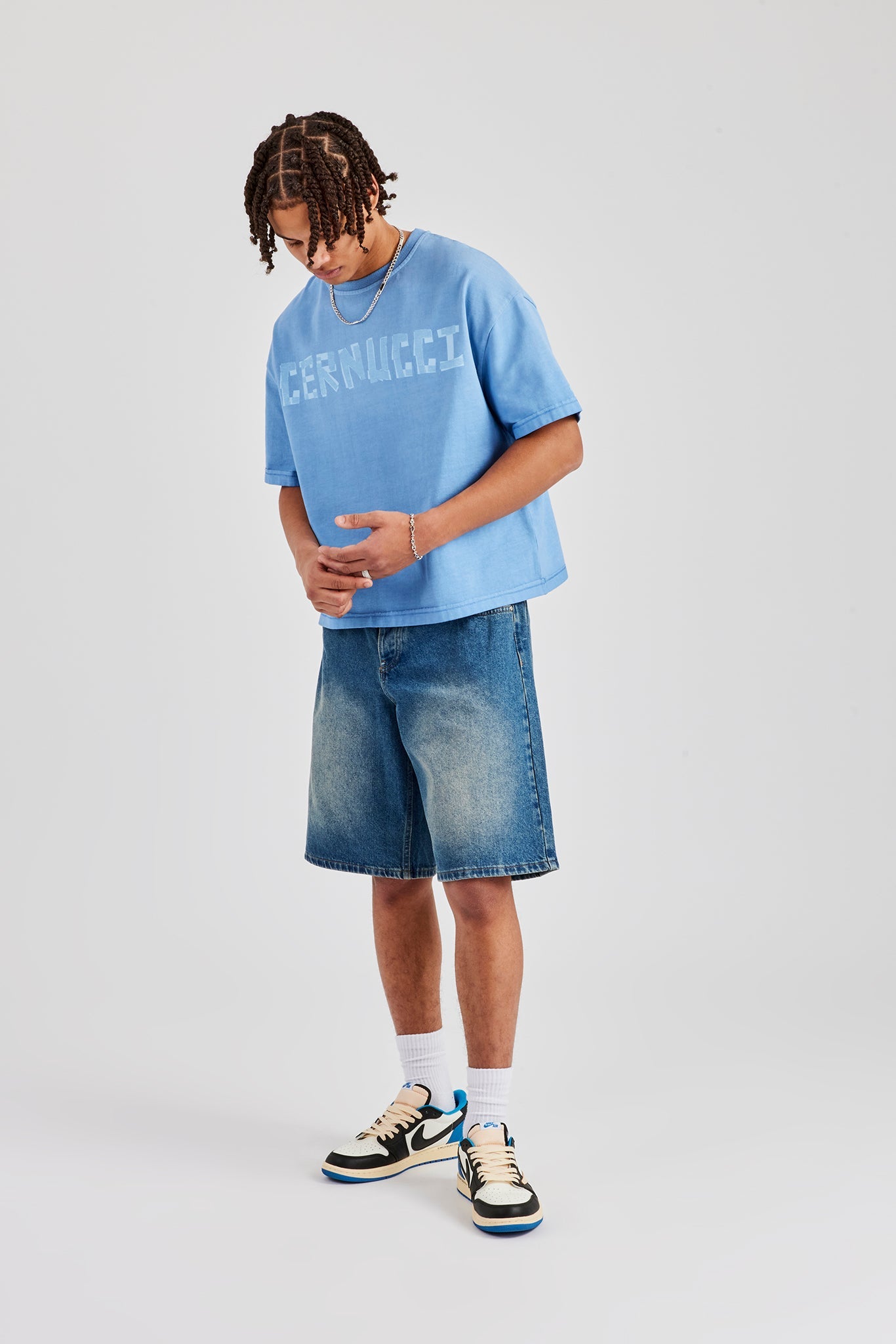Cernucci Print Boxy T-Shirt - Blue
